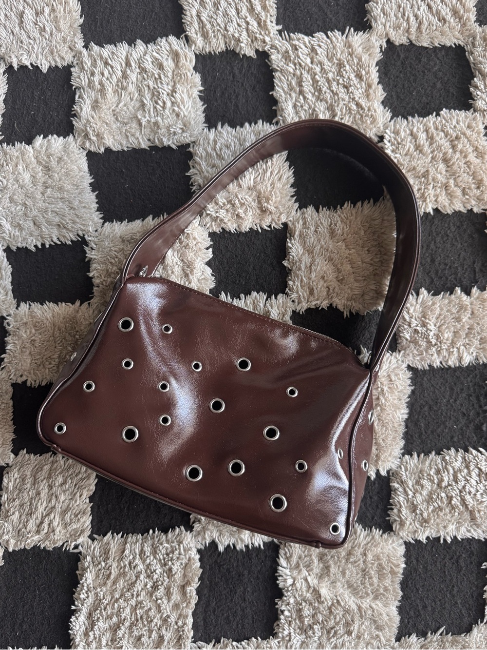 Brown Eyelet Detail Shoulder Bag